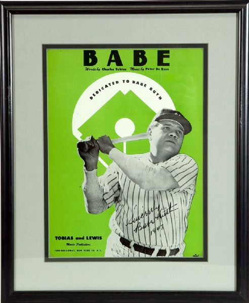 ORIGINAL "BABE" SHEET MUSIC COMPOSED BY PETER DEROSE AND DEDICATED TO BABE RUTH