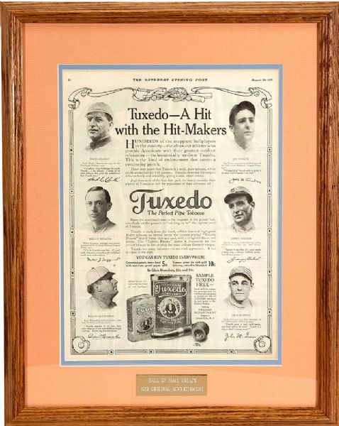 1913 TUXEDO ADVERTISING PIECE WITH FOUR HALL OF FAMERS