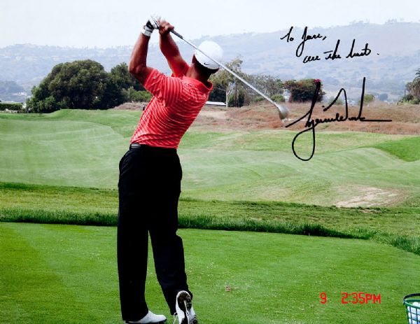 TIGER WOODS SIGNED 8 X 10 PHOTO PERSONALLIZED TO JOSH