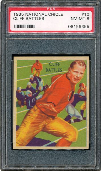 1935 NATIONAL CHICLE FOOTBALL #10 CLIFF BATTLES ROOKIE NM-MT PSA 8