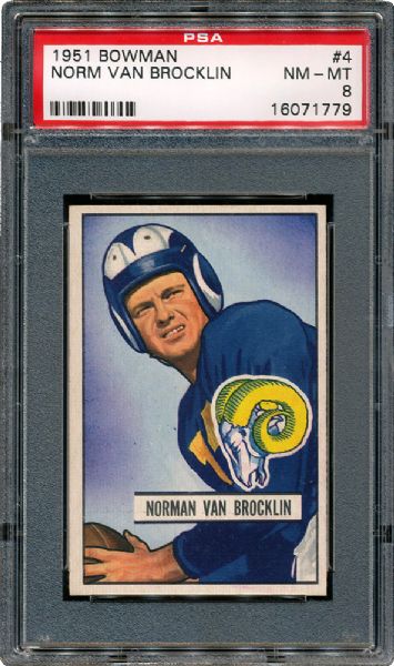 1951 BOWMAN FOOTBALL #4 NORM VAN BROCKLIN NM-MT PSA 8