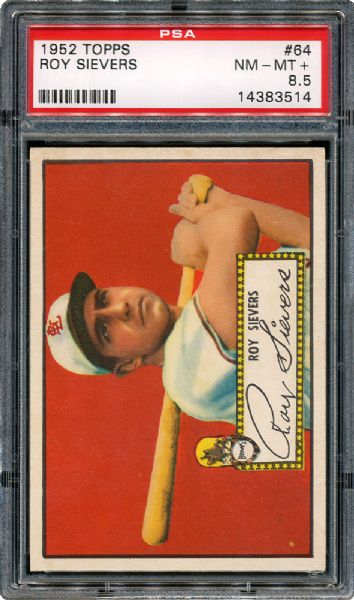 1952 TOPPS #64 ROY SIEVERS (RED BACK) NM-MT+ PSA 8.5