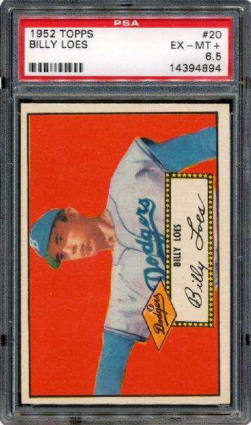 1952 TOPPS #20 BILLY LOES EX-MT+ PSA 6.5