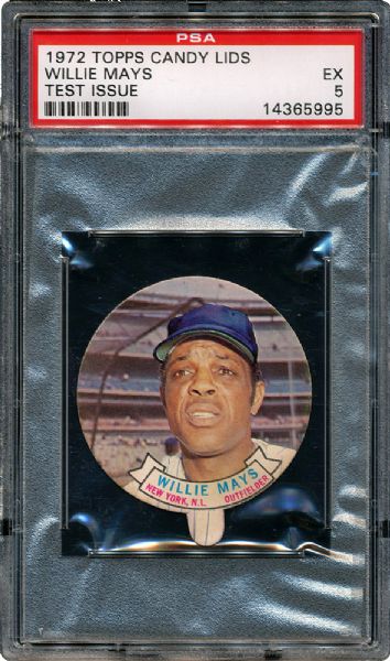 1972 TOPPS CANDY LIDS TEST ISSUE WILLIE MAYS EX PSA 5