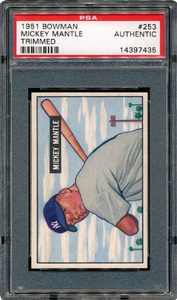1951 BOWMAN #253 MICKEY MANTLE ROOKIE PSA AUTHENTIC