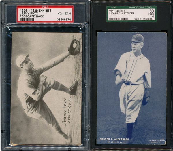 1920S JIMMY FOXX AND GROVER ALEXANDER GRADED EXHIBIT CARDS