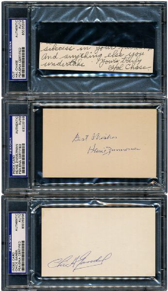 BANNED BASEBALL PLAYER SIGNATURE LOT - CHICK GANDIL, HAL CHASE AND HEINIE ZIMMERMAN