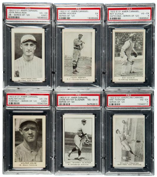 1922 E121 SERIES OF 120 AMERICAN CARAMEL PSA 4 - 5 GRADED LOT OF (12) DIFFERENT INCLUDING HARRY HOOPER AND RAY SCHALK