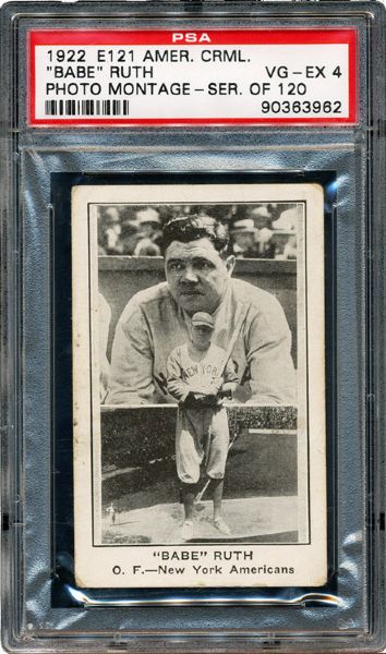 1922 E121 SERIES OF 120 AMERICAN CARAMEL "BABE" RUTH (PHOTO MONTAGE) VG-EX PSA 4