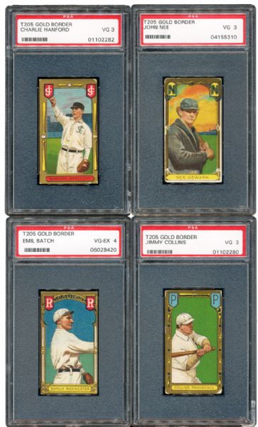 1911 T205 PSA GRADED MINOR LEAGUER LOT OF 5 (4 DIFFERENT) INCLUDING JIMMY COLLINS