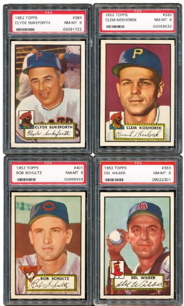 1952 TOPPS BASEBALL NM-MT PSA 8 GRADED LOT OF  (5) HIGH NUMBERS