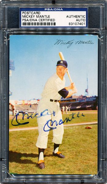 MICKEY MANTLE SIGNED 1952-55 DORMAND POSTCARD