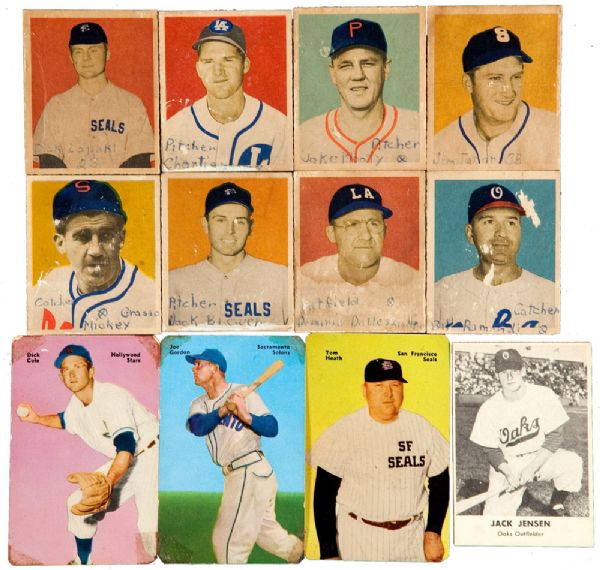 1949 BOWMAN PACIFIC COAST LEAGUE NEAR SET (30/36) PLUS OTHER PCL CARDS AND MORE