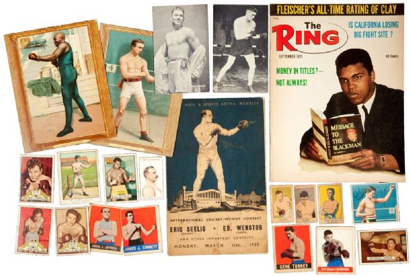 VINTAGE BOXING LOT OF 243 CARDS FROM T3S TO 1951 TOPPS RINGSIDE