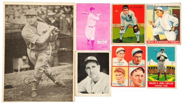1930S SHOEBOX COLLECTION OF (80+) CARDS - GOUDEY, DIAMOND STAR, ETC WITH 39 HALL OF FAMERS