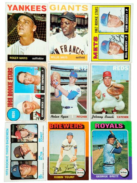 1964-76 TOPPS BASEBALL CARD LOT OF (2900+) LOADED WITH STARS 
