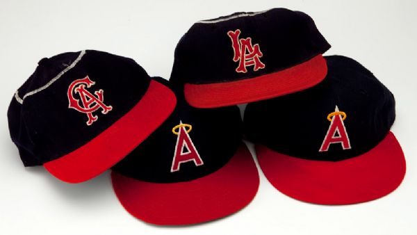 LOS ANGELES/CALIFORNIA ANGELS GAME USED HAT LOT OF 4