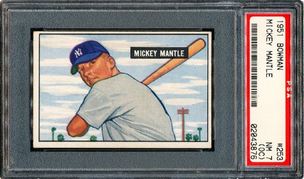 1951 BOWMAN #253 MICKEY MANTLE ROOKIE NM PSA 7 (OC)