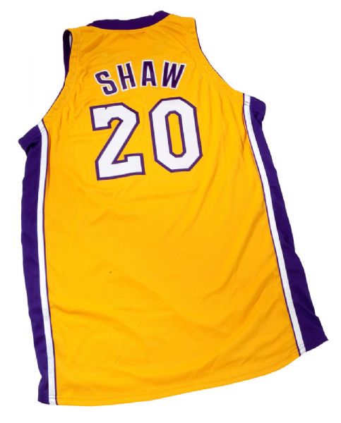 2000-01 BRIAN SHAW LOS ANGELES LAKERS NBA FINALS GAME WORN HOME JERSEY