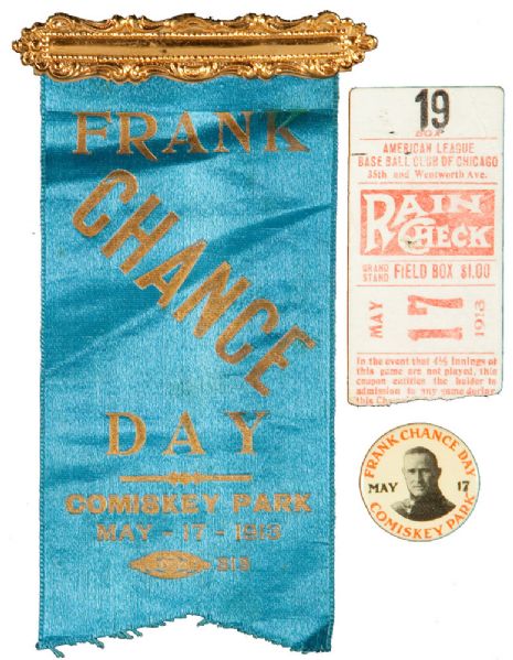 1913 "FRANK CHANCE DAY" COLLECTION OF 3 ITEMS