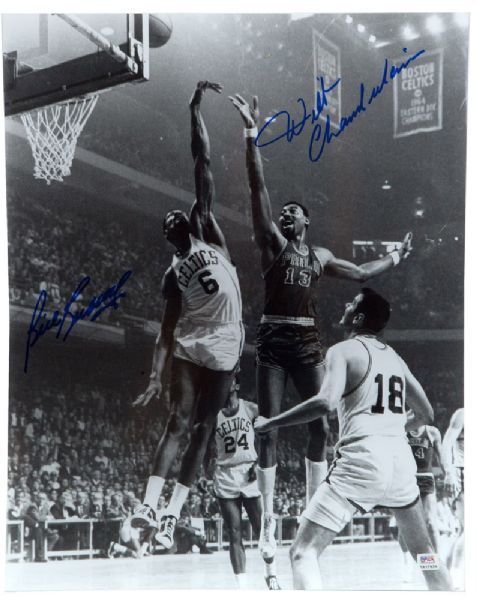 WILT CHAMBERLAIN AND BILL RUSSELL SIGNED 16" BY 20"  PHOTO