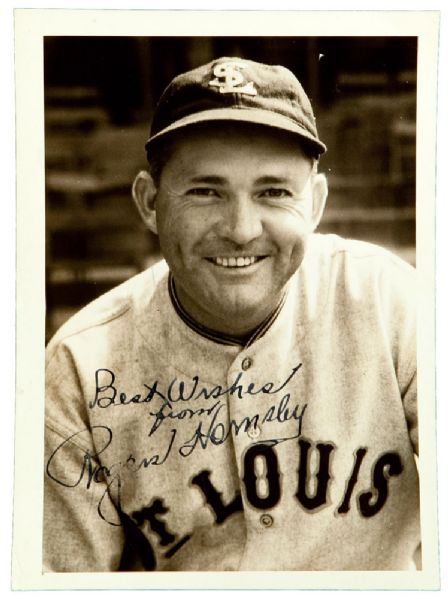 ROGERS HORNSBY AUTOGRAPHED 5" BY 7" PHOTOGRAPH