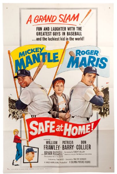 MICKEY MANTLE & ROGER MARIS "SAFE AT HOME" ONE SHEET MOVIE POSTER AND FIVE LOBBY CARDS