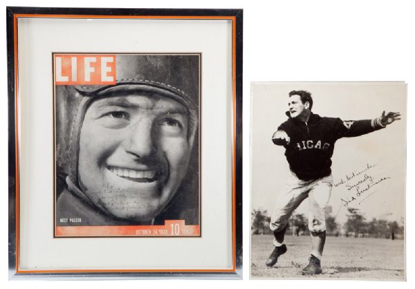 SID LUCKMAN INSCRIBED 1938 LIFE MAGAZINE COVER AND AUTOGRAPHED 11" BY 14" PHOTOGRAPH