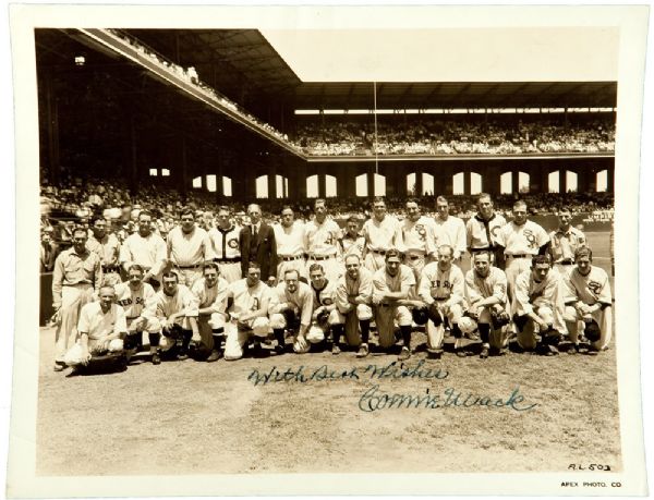 1933 AMERICAN LEAGUE ALL-STAR TEAM PHOTO INSCRIBED BY CONNIE MACK