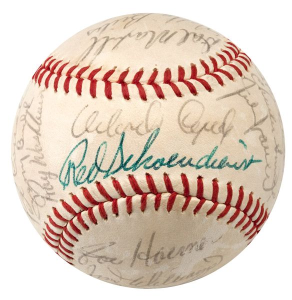1966 ST. LOUIS CARDINALS TEAM SIGNED BASEBALL WITH ROGER MARIS ADDED LATER