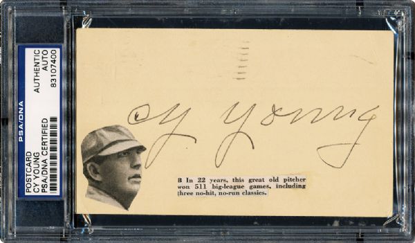 1949 CY YOUNG SIGNED GOVERNMENT POSTCARD