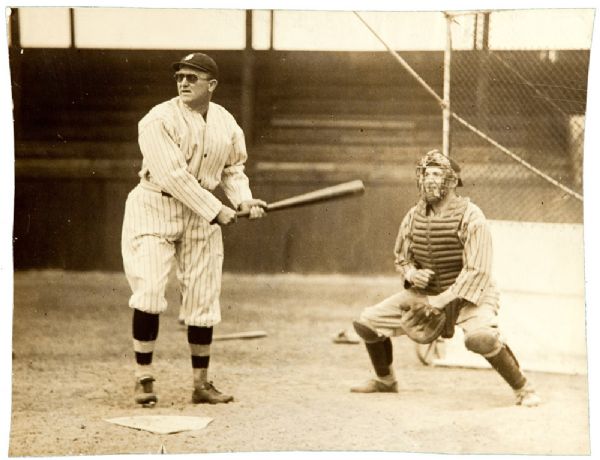 1926 TY COBB BATTING WITH GLASSES 7 1/4" BY 9 1/4" NEWS SERVICE PHOTO