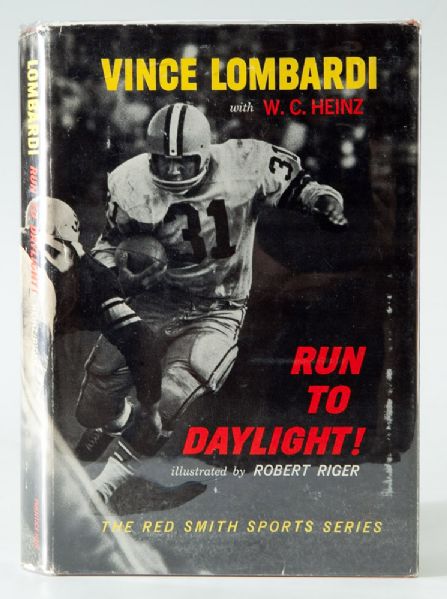 VINCE LOMBARDI SIGNED BOOK - "RUN TO DAYLIGHT" PLUS HAND WRITTEN ROUGH DRAFT FOR LETTER