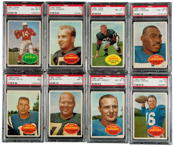 1960 TOPPS FOOTBALL COMPLETE SET OF (132) WITH 17 GRADED CARDS PLUS EXTRAS