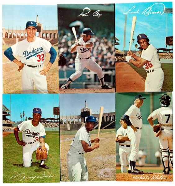 LARGE COLLECTION OF MOSTLY 1960-1970 L.A. DODGERS POSTCARDS INCL. EXAMPLES SIGNED BY KOUFAX AND REESE (3)