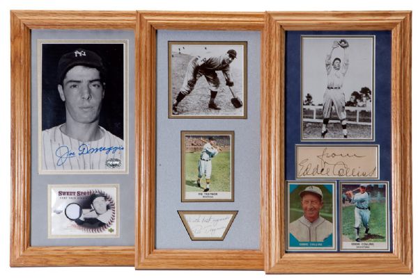 THREE HALL OF FAME AUTOGRAPHS - DIMAGGIO, TRAYNOR & COLLINS
