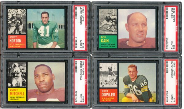 1962 TOPPS FOOTBALL MINT PSA 9 LOT OF (5) INCLUDING BOBBY MITCHELL
