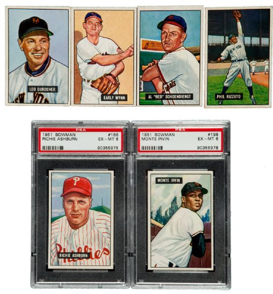 1951 BOWMAN BASEBALL LOT OF 120 (112 DIFFERENT) WITH 9 HALL OF FAMERS