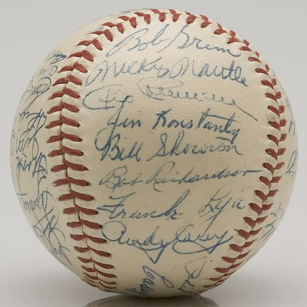 1955 AL Champion New York Yankees Team Signed Baseball  