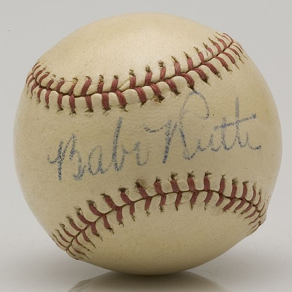 High Grade Babe Ruth Single Signed Mini Baseball PSA 7