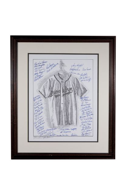 Brooklyn "Jersey" 16x20 Litho Signed by Dodger Greats  