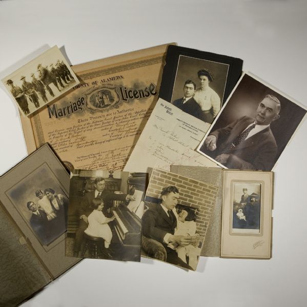 Frank Baker Personal Effects including 1909 Marriage License and Studio Photographs  