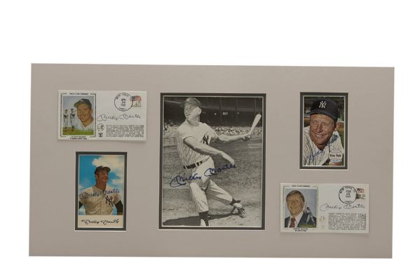Mickey Mantle Display Including 5 Autographed Pieces  