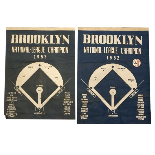 1952 and 1953 Brooklyn Dodgers Rectangle Pennants 