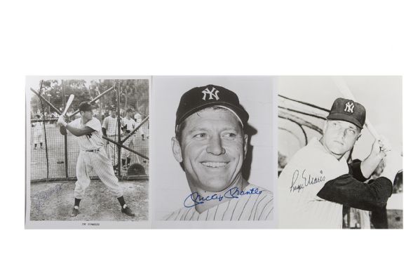 DiMaggio, Maris and Mantle Autographed Photos (3) 
