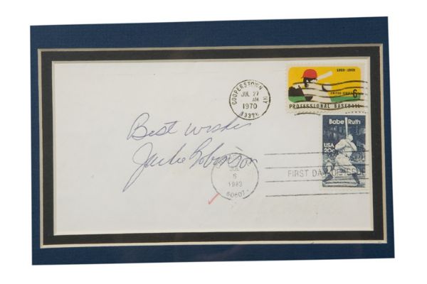 Jackie Robinson Autographed First Day Cover Framed Display  