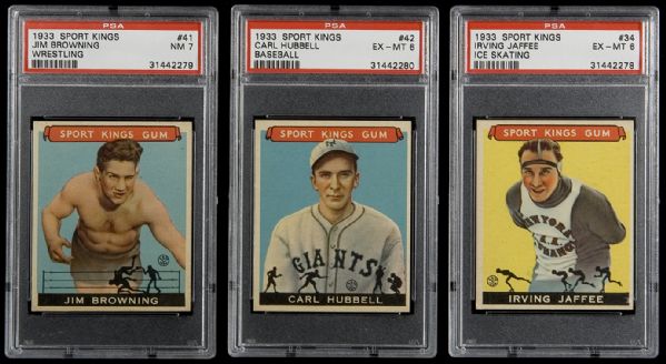 1933 Goudey Sport King PSA Graded Lot of 3 including Hubbell  