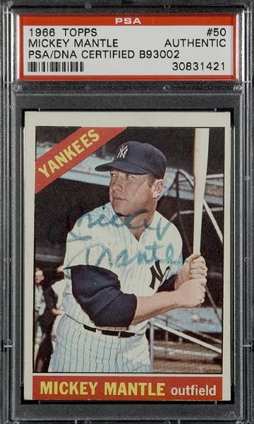Mickey Mantle Signed 1966 Topps Card PSA/DNA