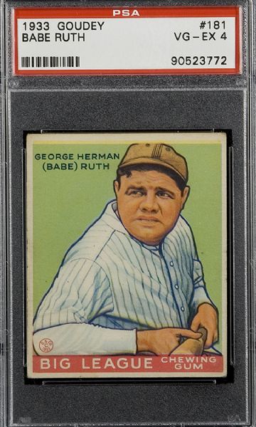 1933 Goudey #181 Babe Ruth PSA 4 VG-EX  
