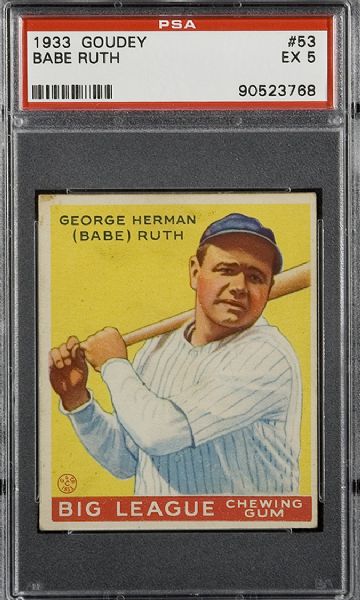 1933 Goudey #53 Babe Ruth PSA 5 EX  
